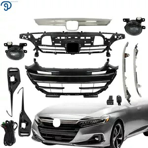 アッパーロアーグリル W/クロームトリム+フォグライトセット ホンダ アコード 2021-2023 プラスチック用 Upper Lower Grill W/Chrome Trim+Fog Light Set For HONDA Accord 2021-2023 Plastic 【並行輸入品】