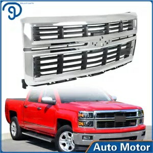 2014-2015 シボレー シルバラード 1500 フロントバンパーグリル ブラック クローム For 2014-2015 Chevrolet Silverado 1500 Front Bumper Grille Black Chrome 【並行輸入品】