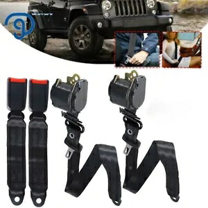2 個 3 点安全シートベルトストラップ車の車両調節可能なベルトキットブラック 2Pcs 3 Point Safety Seat Belt Straps Car Vehicle Adjustable Belt Kit Black 【並行輸入品】