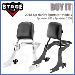 ハーレースポーツスター用クローム/ブラック取り外し可能なシーシーバーバックレスト+荷物ラック Chrome / Black Detachable Sissy Bar Backrest + Luggage Rack For Harley Sportster 【並行輸入品】