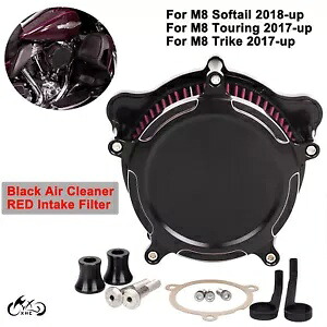 レッドエアクリーナーインテークフィルター ハーレー M8 ソフテイル 2018-2023 ツーリングロードグライド用 Red Air Cleaner Intake Filter For Harley M8 Softail 2018-2023 Touring Road Glide 【並行輸入品】
