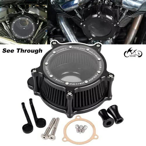 ハーレー エレクトラ ストリート グライド用シースルー ブラック エア クリーナー インテーク フィルター キット See Through Black Air Cleaner Intake Filter Kit For Harley Electra Street Glide 【並行輸入品】