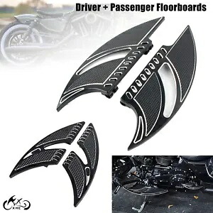 ブラックカットフロントリアフロアボードフットボードハーレーツーリングロードグライド93-23用 Black Cut Front Rear Floorboards Foot Board For Harley Touring Road Glide 93-23 【並行輸入品】