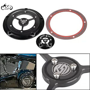 ブラッククリア CNC カット 5 穴ダービー & タイミングタイマーカバー ハーレーツインカム 99-14 用 Black Clear CNC Cut 5 Hole Derby & Timing Timer Cover For Harley Twin Cam 99-14 【並行輸入品】