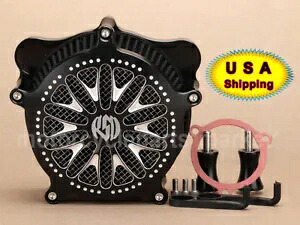 Stage One オールブラック エアインテーク フィルター クリーナー ハーレー ソフテイル ロード グライドに適合 Stage One All Black Air Intake Filter Cleaner Fit For Harley Softail Road Glide 【並行輸入品】