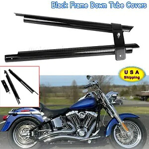 ブラックフロントフレームダウンチューブカバーハーレーファットボーイソフテイルクラシック FLSTC FXS Black Front Frame Down Tube Covers For Harley Fatboy Softail Classic FLSTC FXS 【並行輸入品】