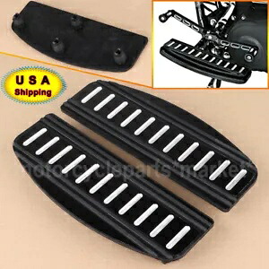 ブラックカットフロントラバーライダーインサートフロアボードフットペグパッドハーレーツーリング用 Black Cut Front Rubber Rider Insert Floorboard Foot peg Pad For Harley Touring 【並行輸入品】