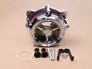 クロームエアクリーナー RSD インテークレッドフィルター ハーレーソフテイル ダイナ 1993-2015 に適合 Chrome Air Cleaner RSD Intake Red Filter Fit For Harley Softail Dyna 1993-2015 【並行輸入品】