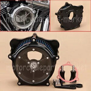 ブラック RSD エアクリーナー インテーク ブルー フィルター キット ハーレー ツーリング ロード グライド ダイナ用 Black RSD Air Cleaner Intake Blue Filter Kit For Harley Touring Road Glide Dyna 【並行輸入品】