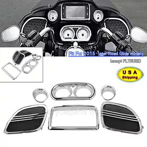 インナーフェアリングゲージトリムスピーカーラジオカバーハーレーロードグライドFLTRX 15-22用 Inner Fairing Gauge Trim Speaker Radio Cover For Harley Road Glide FLTRX 15-22 【並行輸入品】