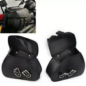 PU レザーサドルバッグサイド荷物ツールバッグスポーツスターダイナオートバイブラック PU Leather Saddle Bags Side Luggage Tool Bag For Sportster Dyna Motorcycle Black 【並行輸入品】