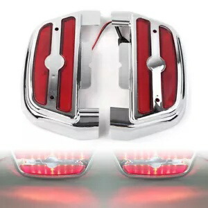 LEDライトフットボードフロアボードカバー ハーレーツーリングロードキング用 クロームレッドab Led Light Footboard Floorboard Cover for Harley Touring Road King Chrome-Red ab 【並行輸入品】