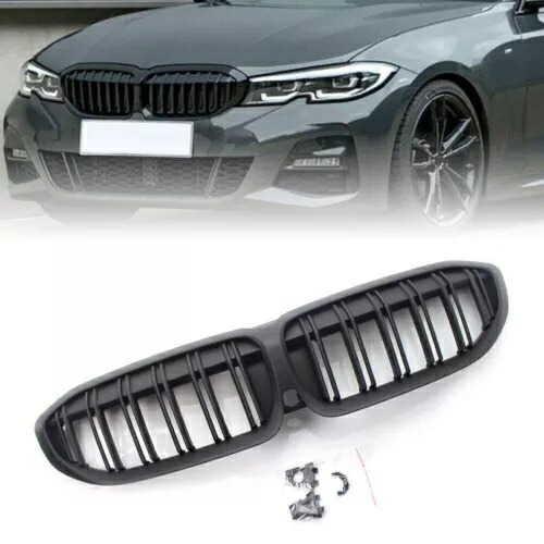 フロント腎臓グリル ダブル スラット グリル ブラック BMW 3 シリーズ G20 19-22 マット USA Front Kidney Grille Double Slat Grill Black For BMW 3 Series G20 19-22 Matte USA 【並行輸入品】