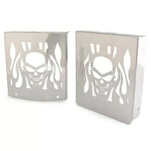 スカル ラジエーター ガード カバー プロテクター スズキ イントルーダー VL1500 LC 1998-08 ペア用 Skull Radiator Guard Cover Protector for Suzuki Intruder VL1500 LC 1998-08 Pair 【並行輸入品】