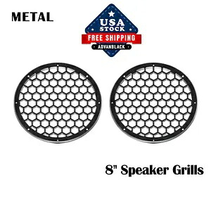 ブラック CNC アルミ六角 8 インチ金属スピーカーグリルハーレーサドルバッグ蓋用 Black CNC Aluminum HEX 8 inch Metal Speaker Grills For Harley Saddlebag Lids 【並行輸入品】