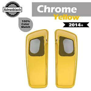 クローム イエロー 6x9 サドルバッグ スピーカー蓋 2014+ ハーレーダビッドソン ツーリング用 Chrome Yellow 6x9 Saddlebag Speaker Lid For 2014+ Harley Davidson Touring 【並行輸入品】