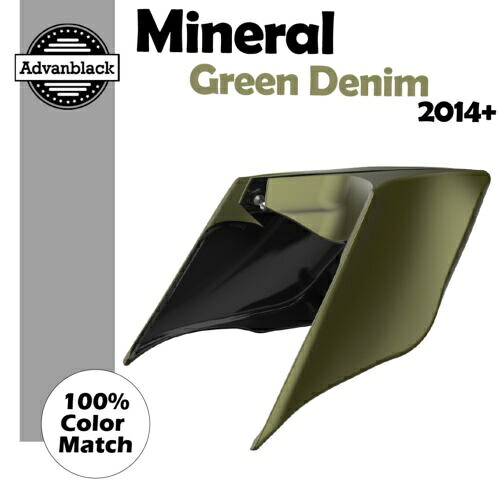 ハーレーツーリンググライド14+用 ミネラルグリーンデニムストレッチ拡張サイドカバー For Harley Touring Glide 14+ MINERAL GREEN DENIM Stretched Extended Side Covers 【並行輸入品】