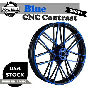 ブレザー 21 インチ ブルー CNC コントラスト フロント ホイール ハーレー ツーリング 09+用 Blazer 21 inch Blue CNC Contrast Front Wheels For Halrey Touring 09+ 【並行輸入品】
