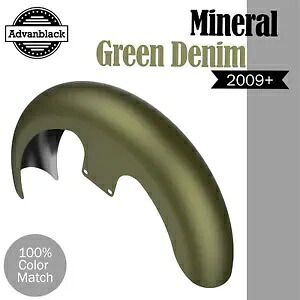 ミネラルグリーンデニム 21 インチ リビールラッパーハガー フロントフェンダー ハーレー 2009+ に適合 Mineral Green Denim 21\