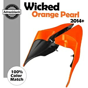 ハーレーツーリンググライド14+用ウィキッドオレンジパールストレッチ拡張サイドカバー For Harley Touring Glide 14+ WICKED ORANGE PEARL Stretched Extended Side Covers 【並行輸入品】