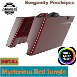 2-1 ミステリアスレッドサングロ ストレッチサドルバッグ 拡張バッグ ピンストライプ ハーレー用 2-1 Mysterious Red Sunglo Stretched Saddlebag Extended Bag Pinstripes For Harley 【並行輸入品】