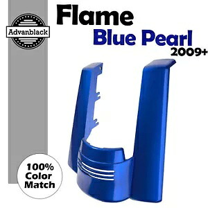 ハーレーツーリング用 フレームブルーパール カットアウトなし ストレッチリアフェンダーエクステンション For Harley Touring FLAME BLUE PEARL No Cutout Stretched Rear Fender Extension 【並行輸入品】