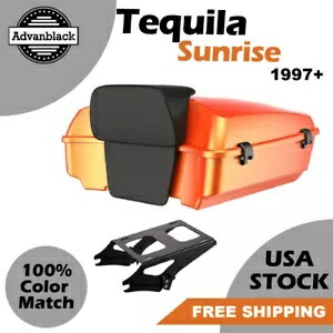 テキーラ サンライズ チョップド ツアー パック トランク 荷物 バックレスト ハーレー ツーリング 97+ に適合 Tequila Sunrise Chopped Tour Pack Trunk Luggage Backrest Fits Harley Touring 97+ 【並行輸入品】