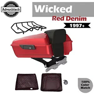 ウィキッドレッドデニムチョップドツアーパックパック荷物ハーレーFLHR FLHXS FLTRX 1997+用 Wicked Red Denim Chopped Tour Pack Pak Luggage For Harley FLHR FLHXS FLTRX 1997+ 【並行輸入品】