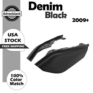 ミッドフレームエアディフレクターヒートシールドトリムカバーデニムブラックハーレーツーリング用 Mid Frame Air Deflectors Heat Shield Trim Covers DENIM BLACK For Harley Touring 【並行輸入品】