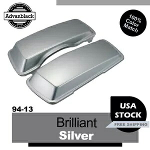 ブリリアントシルバー サドルバッグ蓋カバー 94-13 ハーレー ツーリング ロード エレクトラグライド用 Brilliant Silver Saddlebag Lid Cover For 94-13 Harley Touring Road Electra Glide 【並行輸入品】