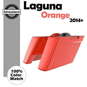 カットアウトなし ラグナオレンジ 拡張サドルバッグ ピンストライプ ハーレーツーリング 14+ に適合 No Cutout Laguna Orange Extended Saddlebag Pinstripes Fits Harley Touring 14+ 【並行輸入品】
