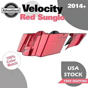 ベロシティ レッド サングロ カットアウトなし 拡張ストレッチサドルバッグ ピンストライプ ハーレーに適合 Velocity Red Sunglo No Cutout Extended Stretched Saddlebags Pinstripe Fit Harley 【並行輸入品】