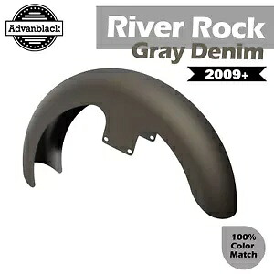 River Rock グレーデニム 21 インチ リビール ラッパー ハガー フロントフェンダー 2009 年以降のハーレーに適合 River Rock Gray Denim 21\