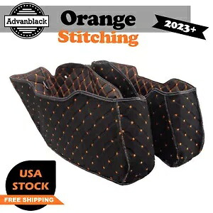 サドルバッグ ライナー オレンジ ステッチ '23-'24 CVO モデル & 24 ストリート ロード グライド用 Saddlebag Liners Orange Stitching For '23-'24 CVO Model & 24 Street Road Glide 【並行輸入品】