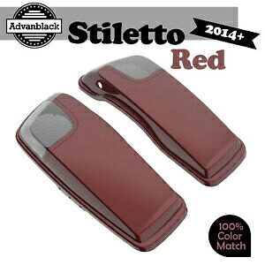 Advanblack スティレット レッド 5x7 サドルバッグ スピーカー蓋 オーディオ カバー ハーレー 2014+ に適合 Advanblack Stiletto Red 5x7 Saddlebag Speaker Lids Audio Cover Fits Harley 2014+ 【並行輸入品】