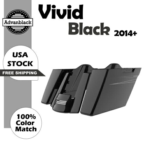 ビビッドブラックストレッチサドルバッグピンストライプデュアルノーカットリアフェンダーハーレー 14+ Vivid Black StretchedSaddlebags Pinstripes Dual Uncut Rear Fender For Harley 14+ 【並行輸入品】