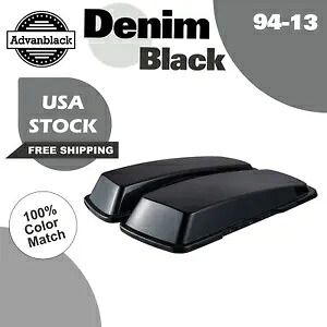 デニムブラックサドルバッグ蓋カバー ハーレーツーリングロードエレクトラグライド 1994-2013 に適合 Denim Black Saddlebag Lid Cover Fits Harley Touring Road Electra Glide 1994-2013 【並行輸入品】