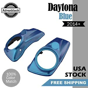 デイトナ ブルー 8 インチ サドルバッグ スピーカー蓋カバー ハーレー ツーリング 14+用 Daytona Blue 8 inch Saddlebag Speaker Lids Cover For Harley Touring 14+ 【並行輸入品】