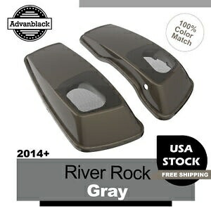 River Rock グレー 6x9 インチ サドルバッグ スピーカー蓋 オーディオ カバー ハーレー ツーリング 14+ に適合 River Rock Gray 6x9\