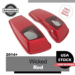 Wicked レッド 6x9 インチ サドルバッグ スピーカー蓋 オーディオ カバー ハーレー ツーリング 2014+ に適合 Wicked Red 6x9\