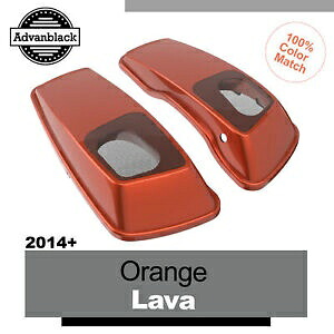 オレンジ LAVA 6x9 インチ サドルバッグ スピーカー蓋 オーディオ カバー ハーレー ツーリング 2014+ に適合 ORANGE LAVA 6x9\