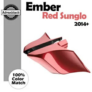 Advanblack エンバーレッド Sunglo ハーレーツーリング用拡張ストレッチサイドカバー Advanblack Ember Red Sunglo Extended Stretched Side Covers For Harley Touring 【並行輸入品】