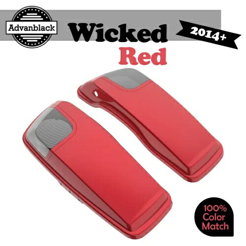 Advanblack ウィキッド レッド 5x7 サドルバッグ スピーカー蓋 オーディオ カバー ハーレー 2014+ に適合 Advanblack Wicked Red 5x7 Saddlebag Speaker Lids Audio Cover Fits Harley 2014+ 【並行輸入品】