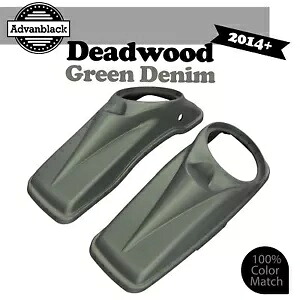 デッドウッド グリーン デニム ハーレー ツーリング 14+ アドバンブラック 8 インチ サドルバッグ スピーカー蓋用 DEADWOOD GREEN DENIM For Harley Touring 14+ Advanblack 8\