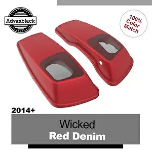 WICKED レッドデニム 6x9インチ サドルバッグ スピーカー蓋 オーディオカバー ハーレーツーリング14+に適合 WICKED RED DENIM 6x9\