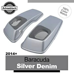 バラクーダ シルバーデニム 6x9インチ サドルバッグ スピーカー蓋 オーディオカバー ハーレー 2014+ に適合 BARRACUDA SILVER DENIM 6x9\