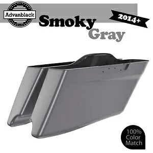 スモーキーグレー Advanblack CVO テーパード拡張サドルバッグ 14 歳以上のハーレーツーリングに適合 SMOKY GRAY Advanblack CVO Tapered Extended Saddlebag Fits 14+ Harley Touring 【並行輸入品】