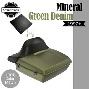 ミネラルグリーンデニムラッシュモアチョップドツアーパックラップアラウンドハーレー/ソフテイル用 MINERAL GREEN DENIM Rushmore Chopped Tour Pack Wrap Around For Harley/Softail 【並行輸入品】