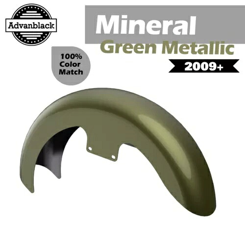 ミネラルグリーンメタリック 19 インチ リビールラッパーハガー フロントフェンダー 2009 年以降のハーレーに適合 Mineral Green Metallic 19\