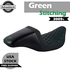 Advanblack アサルト シート グリーン ステッチ ハーレーダビッドソン ツーリング 2009+ に適合 Advanblack Assault Seat Green Stitching Fits Harley Davidson Touring 2009+ 【並行輸入品】